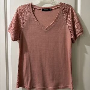 Pink Lace Sleeve Women's Top